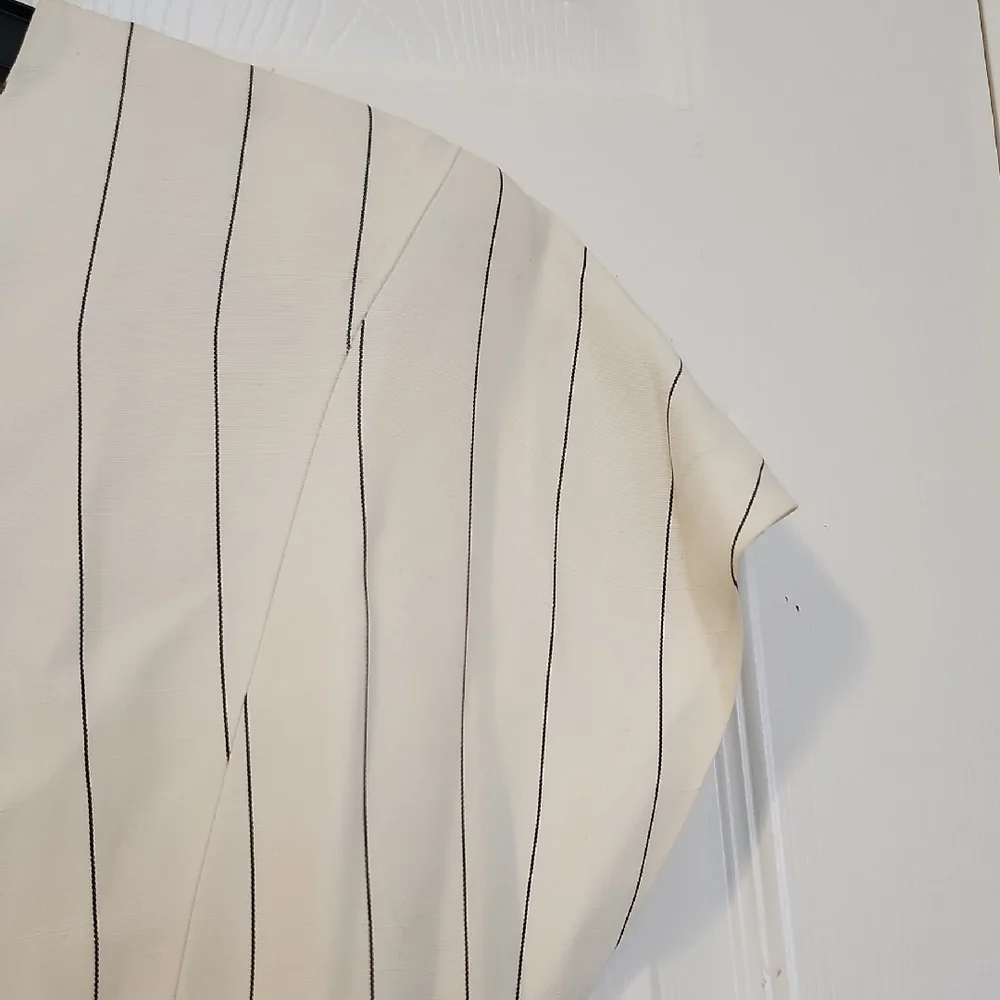 Elegant Cream Striped Mini Dress - Picture 4 of 11